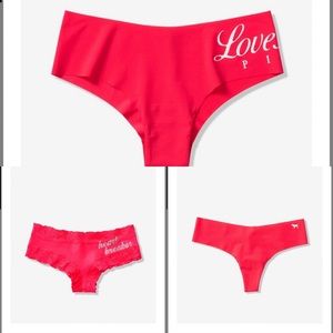 Victoria Secret Pink Valentine's Day Lot of 5 Pair of Panties.  Size Medium